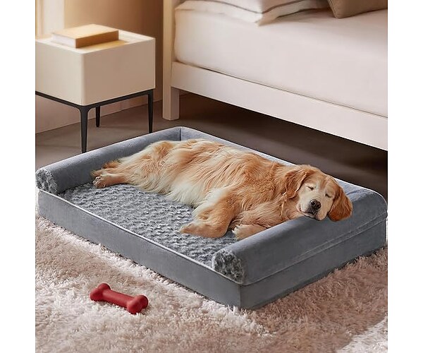 BFPETHOME Orthopedic Washable Large Dog Bed for Senior Dog Comfy Sleep | Waterproof Big Soft Pet Couch Bed for Dogs Relax with Removable Cover Supportive Egg Crate Foam Grey 36x27 Inch