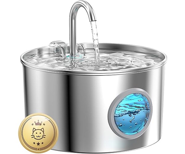 GIOTOHUN Stainless Steel Cat Water Fountain, 74oz/2.2L