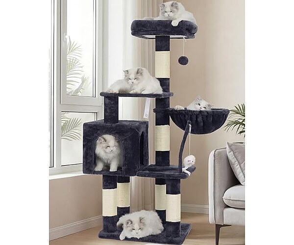 Heybly Cat Tree with Toy, 43.3 Inch Cat Tower for Indoor Cats