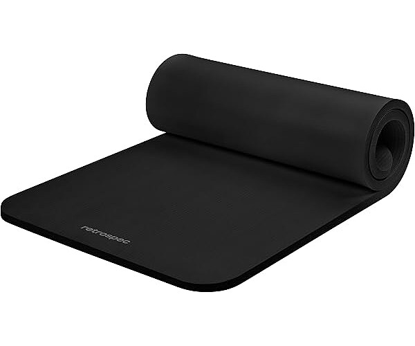 Retrospec Solana Yoga Mat 1 inch Thick w/Nylon Strap for Men & Women - Non Slip Exercise Mat for Home Yoga, Pilates, Stretching, Floor & Fitness Workouts