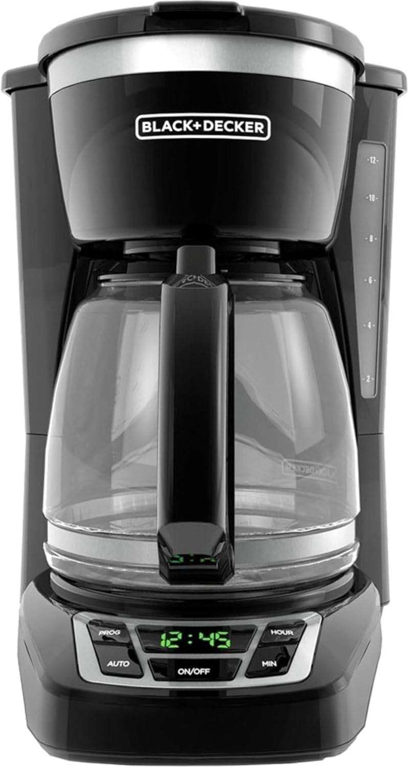 BLACK+DECKER 12-Cup Drip Coffee Maker with Vortex Brewing | 12-cup drip coffee maker with Vortex brewing for rich coffee extraction, programmable timer, Sneak-A-Cup and auto shutoff
