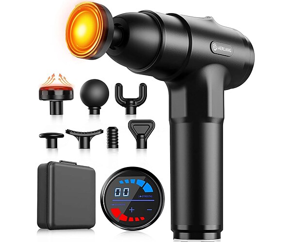 Massage Gun with Heat Massager Deep Tissue Muscle Massager Gifts for Men | Back Massager for Pain Relief Percussion Handheld Massager FSA Eligible HSA Birthday Gifts for Him Silent Carrying case