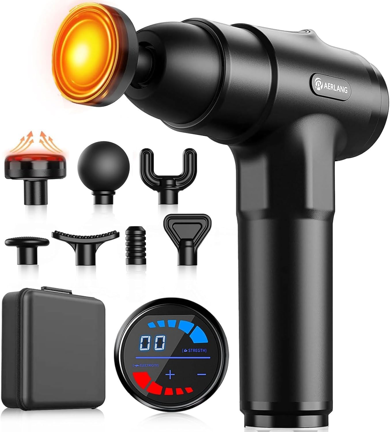 Massage Gun with Heat Massager Deep Tissue Muscle Massager Gifts for Men | Back Massager for Pain Relief Percussion Handheld Massager FSA Eligible HSA Birthday Gifts for Him Silent Carrying case