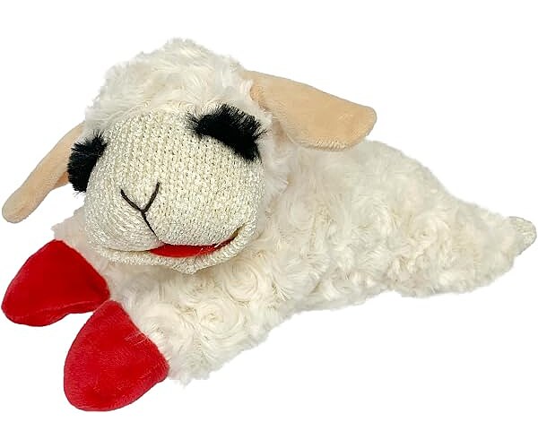 Multipet Lamb Chop Dog Plush Toy 10 Inch, 5 Squeakers