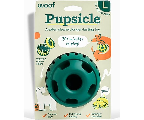 WOOF Pupsicle Interactive Dog Ball Toy for Dogs 25-75 lbs, Green