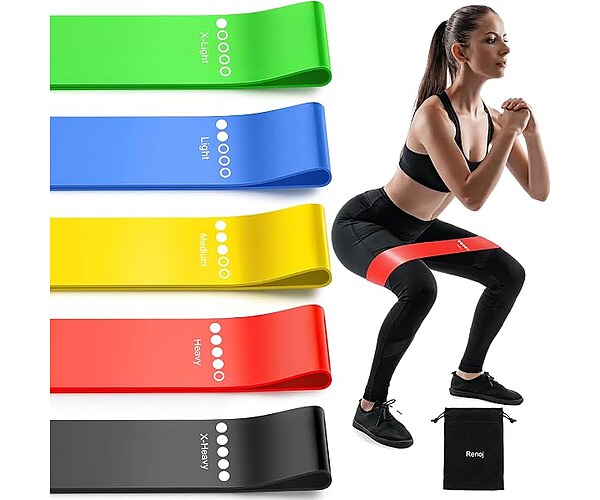Renoj Resistance Bands Exercise Bands Set, 5-Levels for Home Gym, Yoga and Pilates