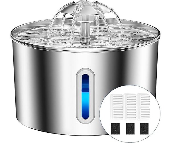 BalimoPet Stainless Steel Cat Water Fountain, 74oz/2.2L
