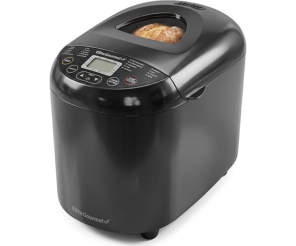 Elite Gourmet 2 Lb Programmable Bread Maker, 19 Presets, Black