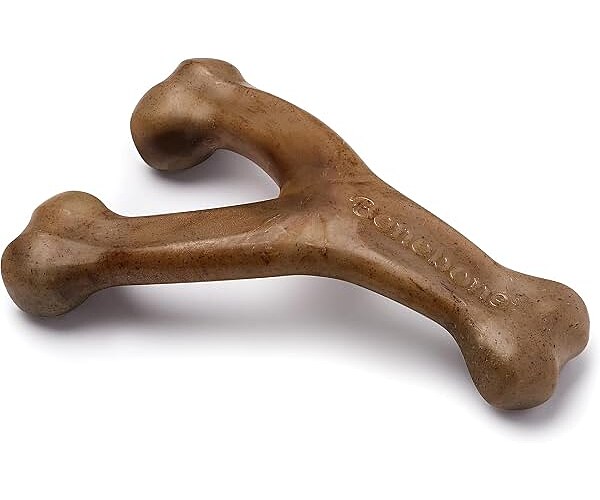Benebone Wishbone Dog Chew Toy for Aggressive Chewers, Real Bacon, Medium