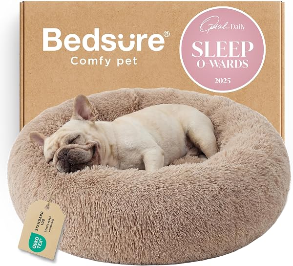 Bedsure Calming Dog Bed Medium Size Dog Donut Washable Pet...