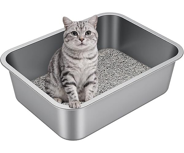 Idymere Stainless Steel High Sided Cat Litter Box