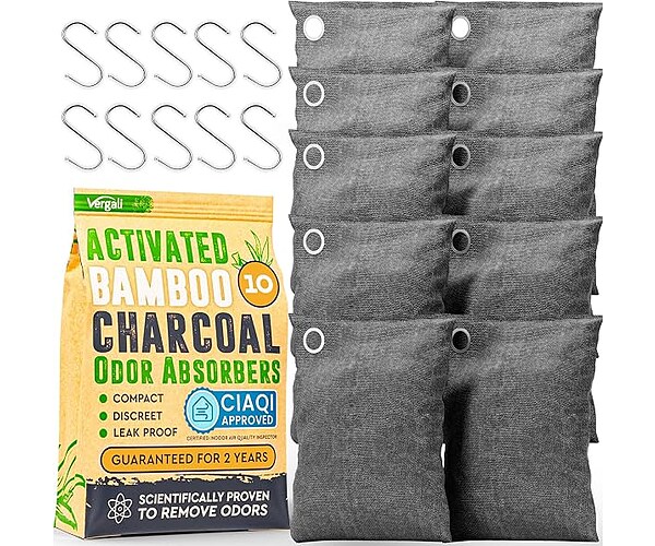 Vergali Activated Charcoal Odor Absorber for Strong Odors in Car, Closet, Shoe