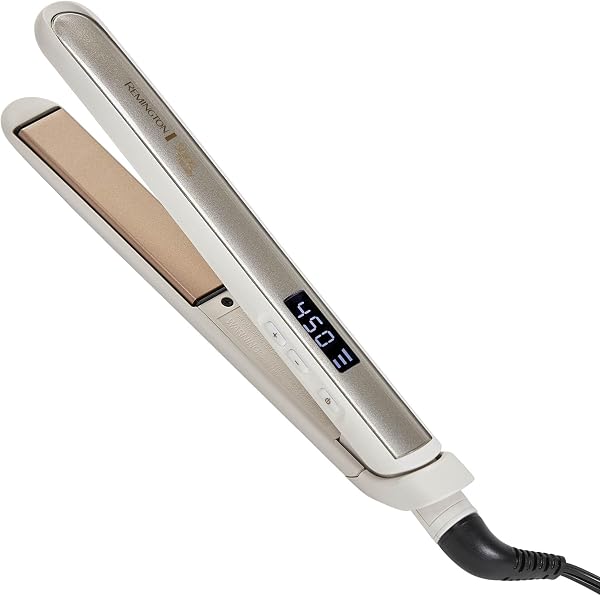 Remington Shine Therapy 1 Inch Hair Straightener, Argan Oil & Keratin | Keratin ceramic plates deliver smooth results; this flat iron reduces frizz for ideal hair styling.